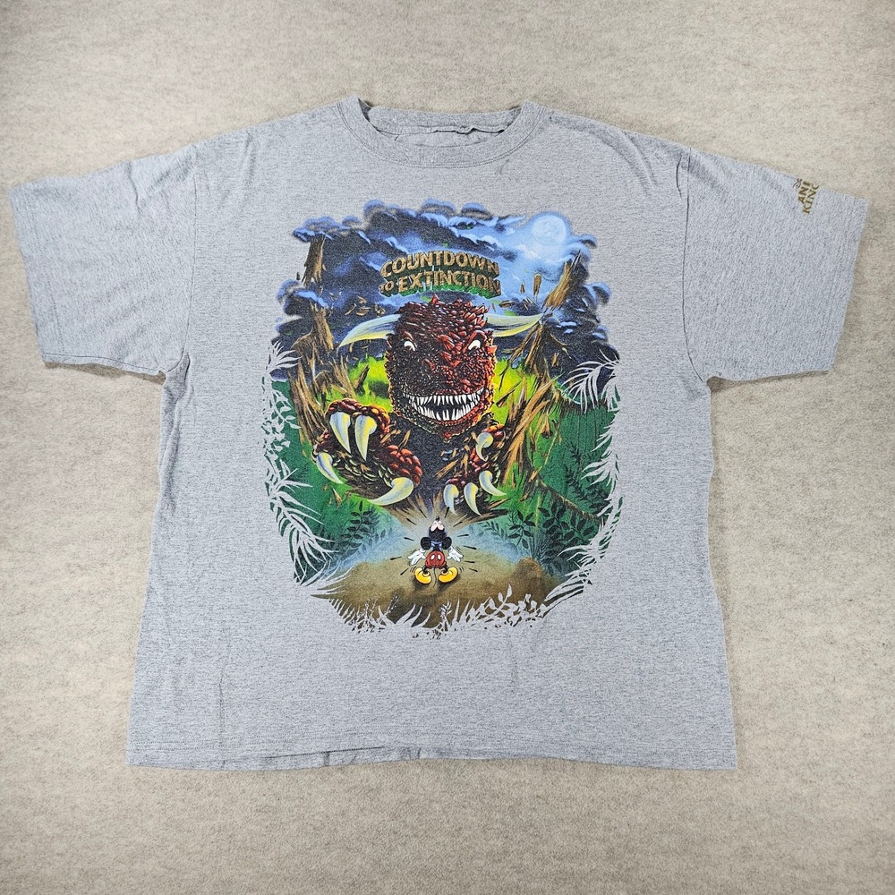 Vintage Disney Animal Kingdom Countdown To Extinction T Shirt XL Mickey Dinosaur